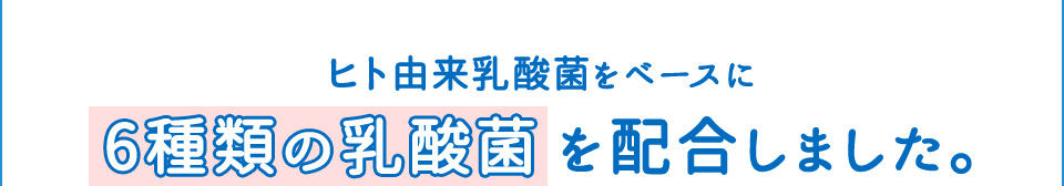 ヒト由来乳酸菌をベースに6種類の乳酸菌を配合しました。